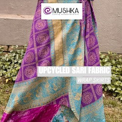 Upcycled sari wrap skirts at MUSHKA