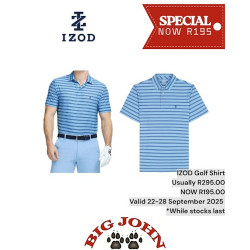 Big John Clothing Company Flash Sale on IZOD Golf Shirts - This week Only