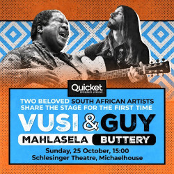 Groups of FIVE plus get 20% to 25% off to hear Vusi Mahlasela and Guy Buttery LIVE - Limited Offer