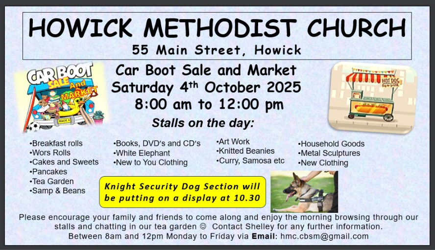 howick methodist church car boot sale