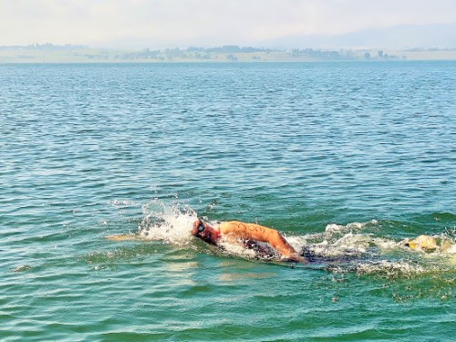 Michelle Weber leading the womens race Custom