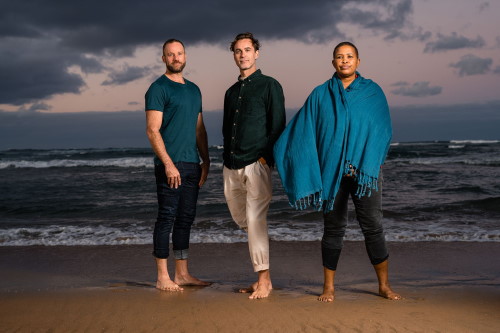Neil Coppen Dylan McGarry and Mpume Mthombeni the co founders of Empatheatre. Pic by Jacki Bruniquel